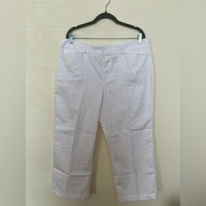 2/$15 Dockers Ideal Fit Womens White Capri Pants sz 16 Cotton Casual Stretchy